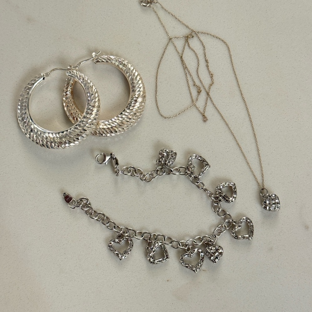 Sterling Silver Heart Jewelry Set